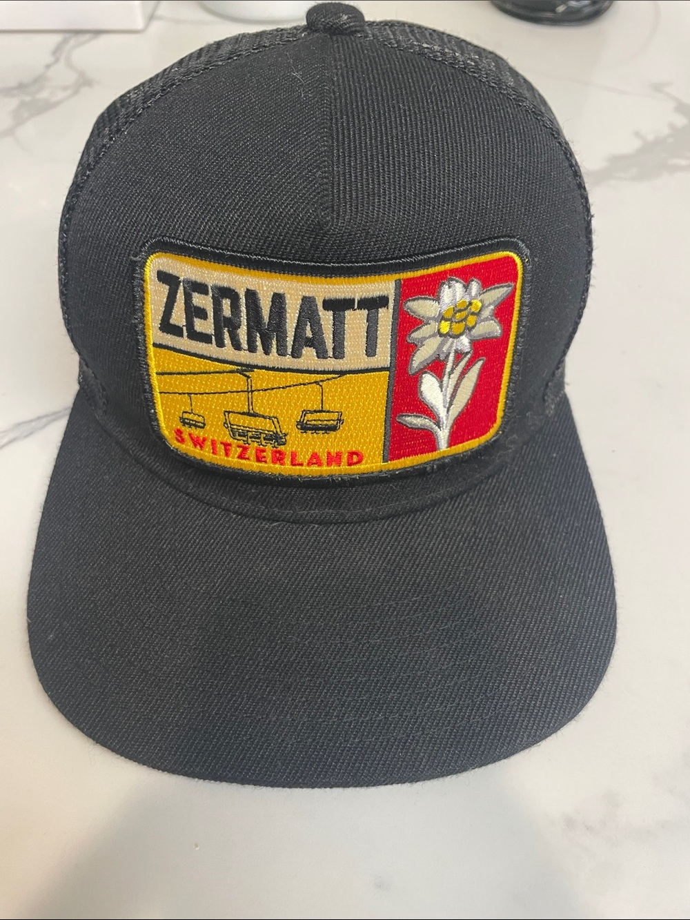 Embroidered Patch Black Trucker Cap